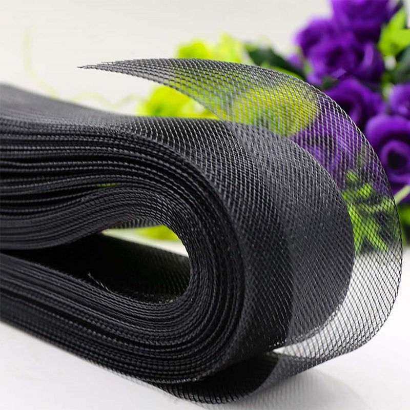 Abbaoww Stiff Black Horsehair Braid 4 Inch Wide 25 Yards for Sewing Wedding Dress Dance Gowns Accessories Shaping Trimming - Image 1